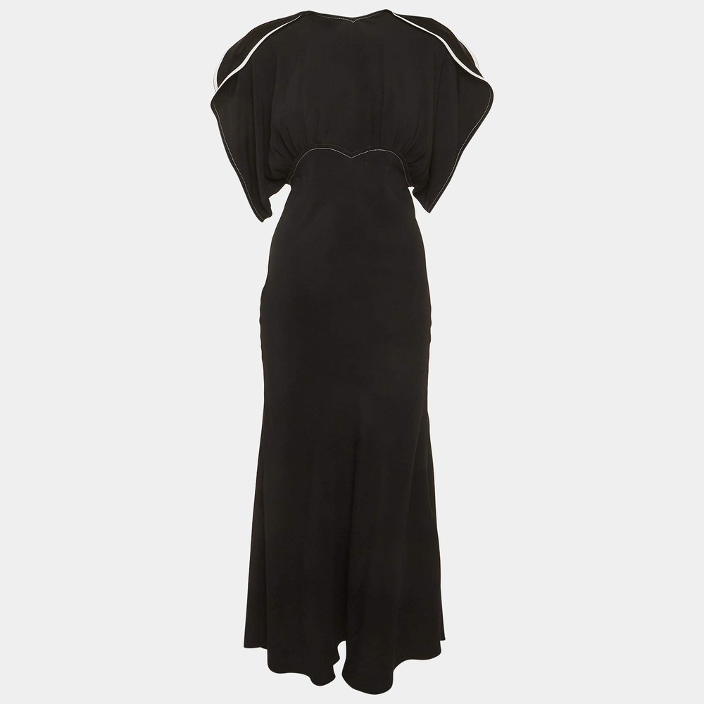 Victoria Beckham Black DrapedSleeve Midi Dress M