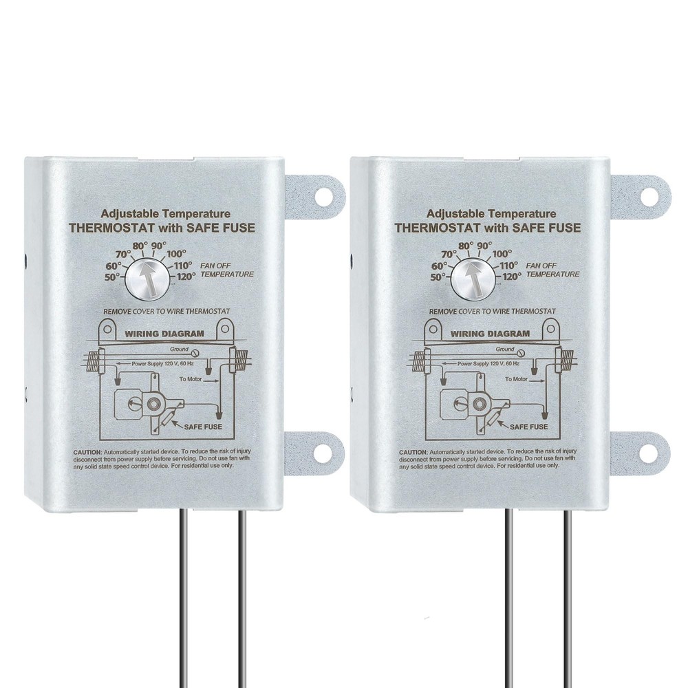 2PACK 10 Amp Attic Fan Thermostat Control, Programmable Thermostat with Adjus...