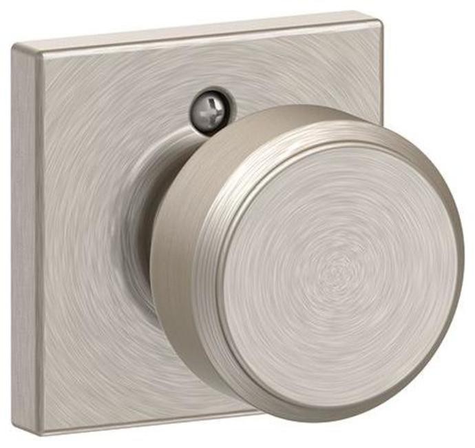 Schlage F170-BWE-COL Bowery Non-Turning Dummy Knob in Bright Brass