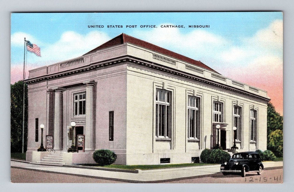 Missouri MO Carthage United States Post Office Vintage Postcard