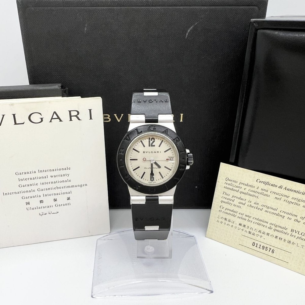 BVLGARI AL32A ALUMINIUM Quartz Analog Date Silver Dial Unisex Watch from JP