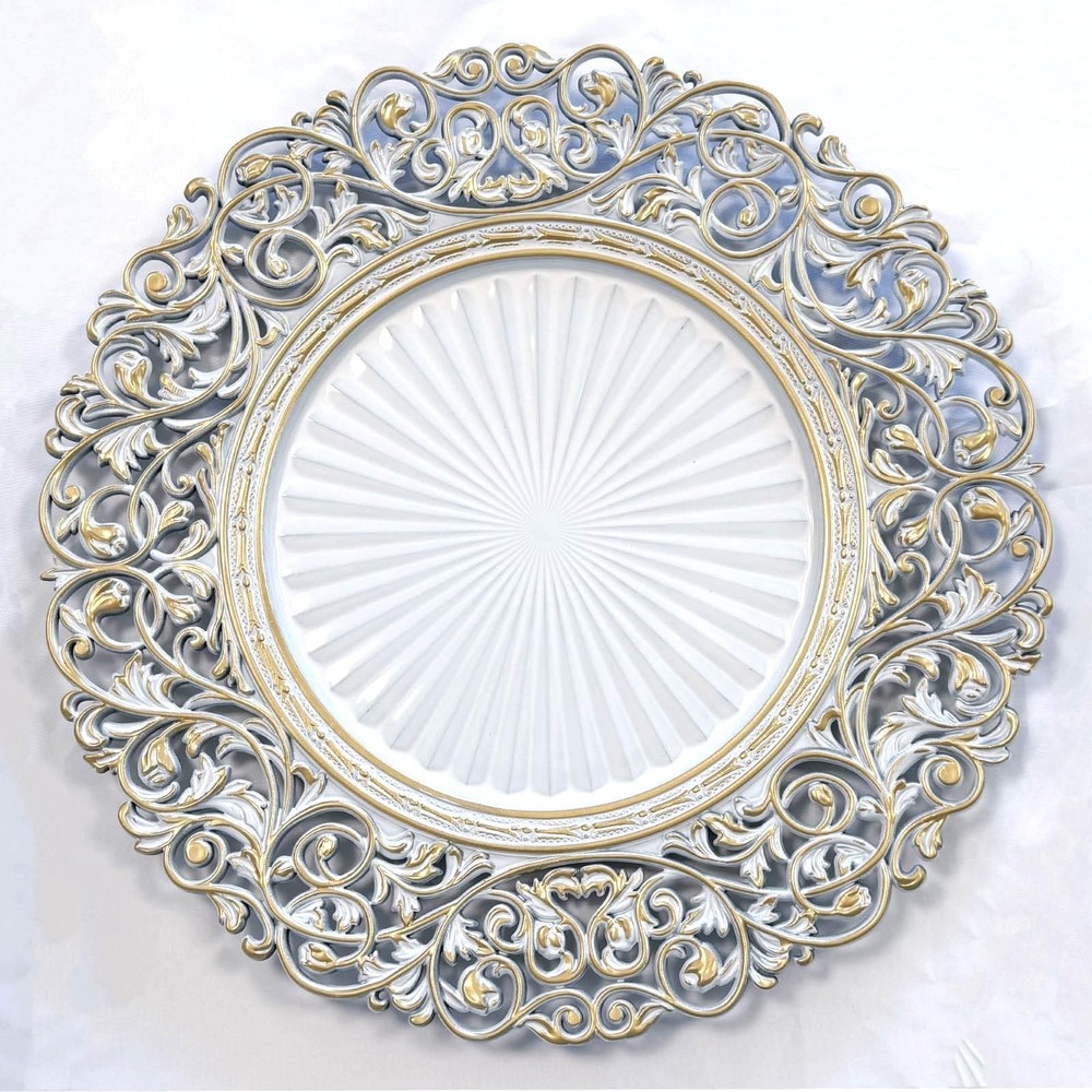 CN.JIAHE 13inch Round Plastic Charger Plates,Set of 8,Charger Plates for Dinn...