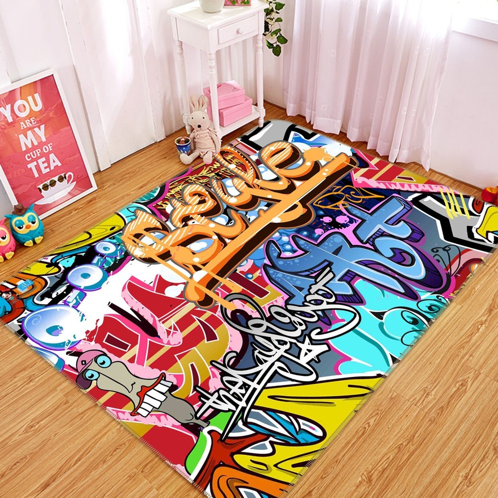 3D Graffiti Art Letters NBC632667 Game Rug Mat Elegant Photo Carpet Mat Romy