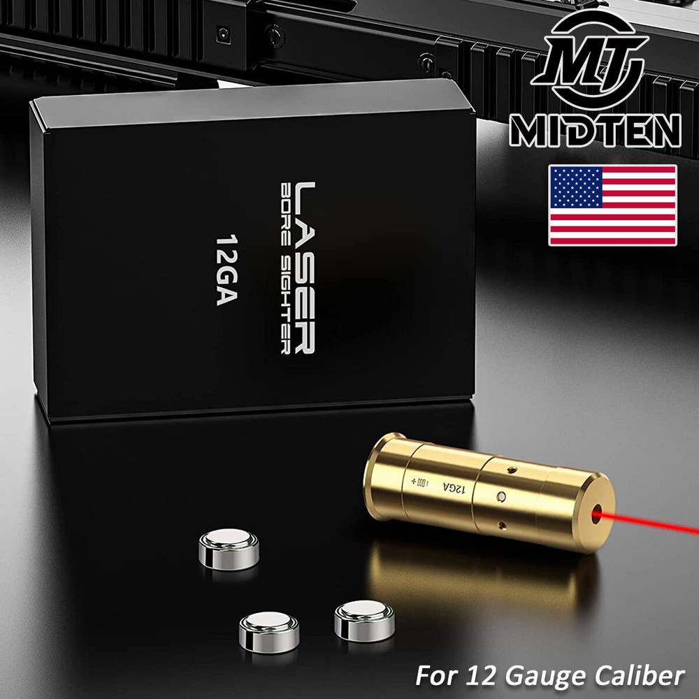 12Gauge Laser Bore Sight BoreSighter Gun Red Dot Laser Cartridge Include Battery