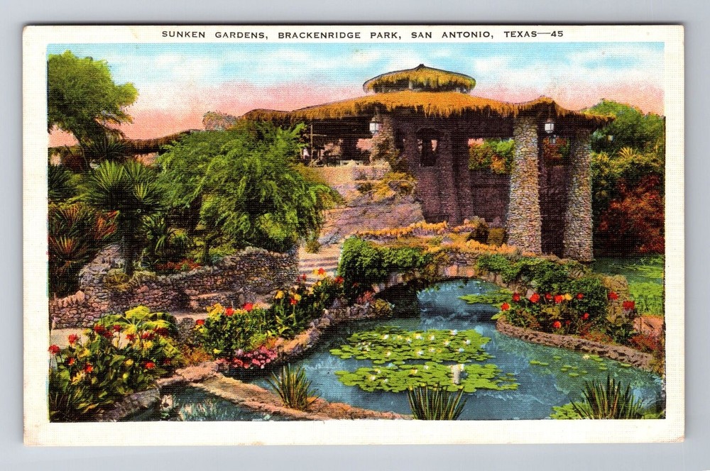 San Antonio TX-Texas, Sunken Gardens, Brackenridge Park, Vintage Postcard