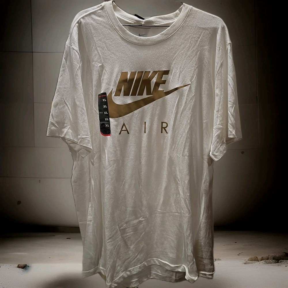 Nike Air Reflective T-Shirt White Metalic Gold Logo Men's Size XL