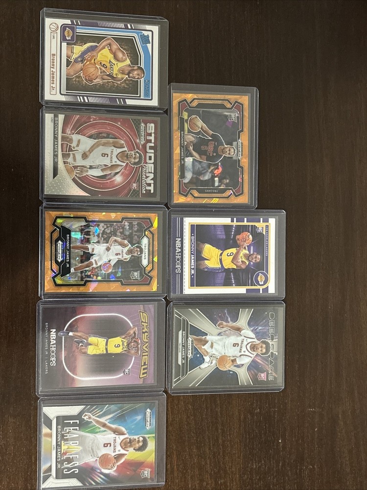 Bronny James Jr RC (8) Rookie Card Lot  2024-25 Panini Prizm, Hoops, & Donruss