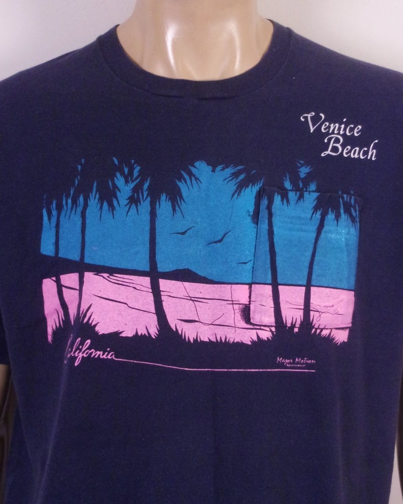 vintage 70s 80s rare Venice Beach California Pocket T-Shirt Sunset Beach SZ L