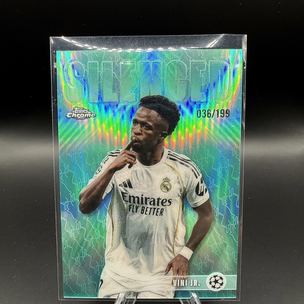 2026 Topps Chrome UEFA CC Vini Jr Silenced Aqua Refractor /199 Madrid Brazil WC