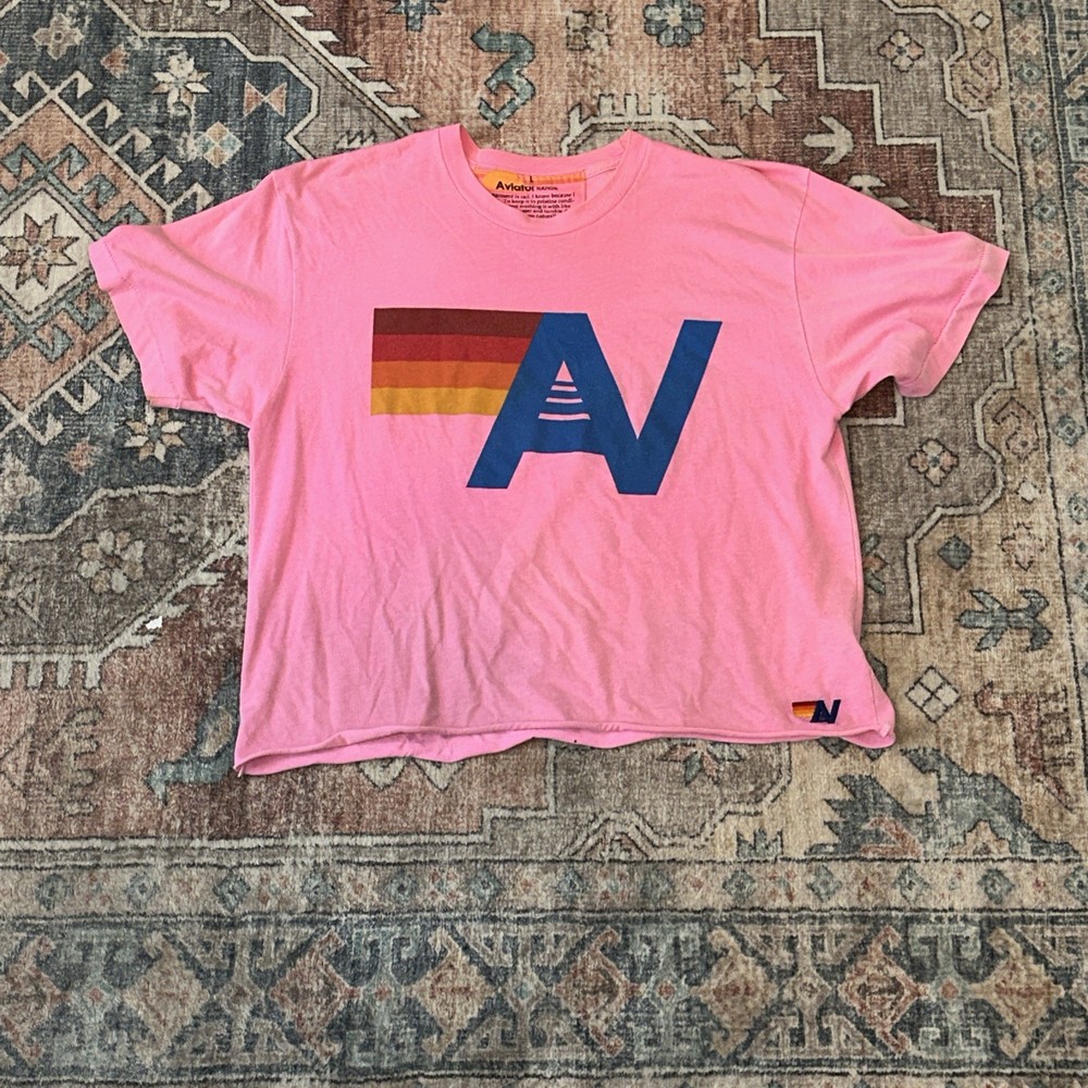 aviator nation tee shirt Neon Pink Women’s Size L