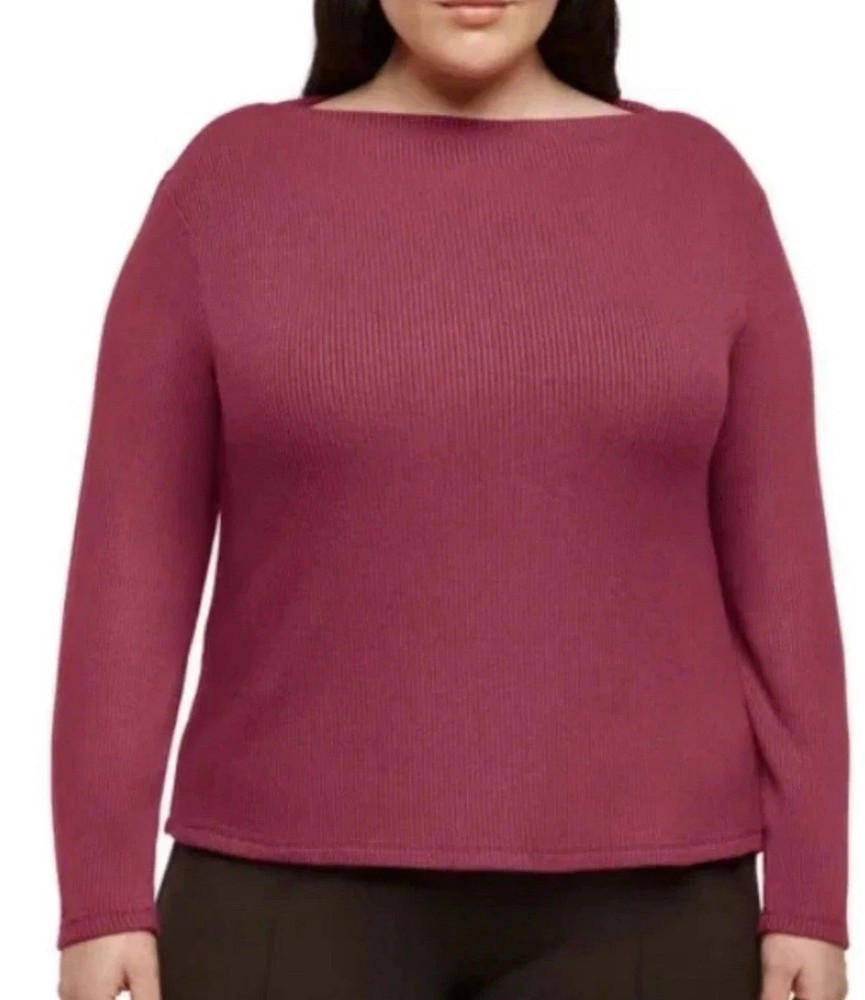 Banana Republic Women's Ribbed Long Sleeve Top  Red  XXL