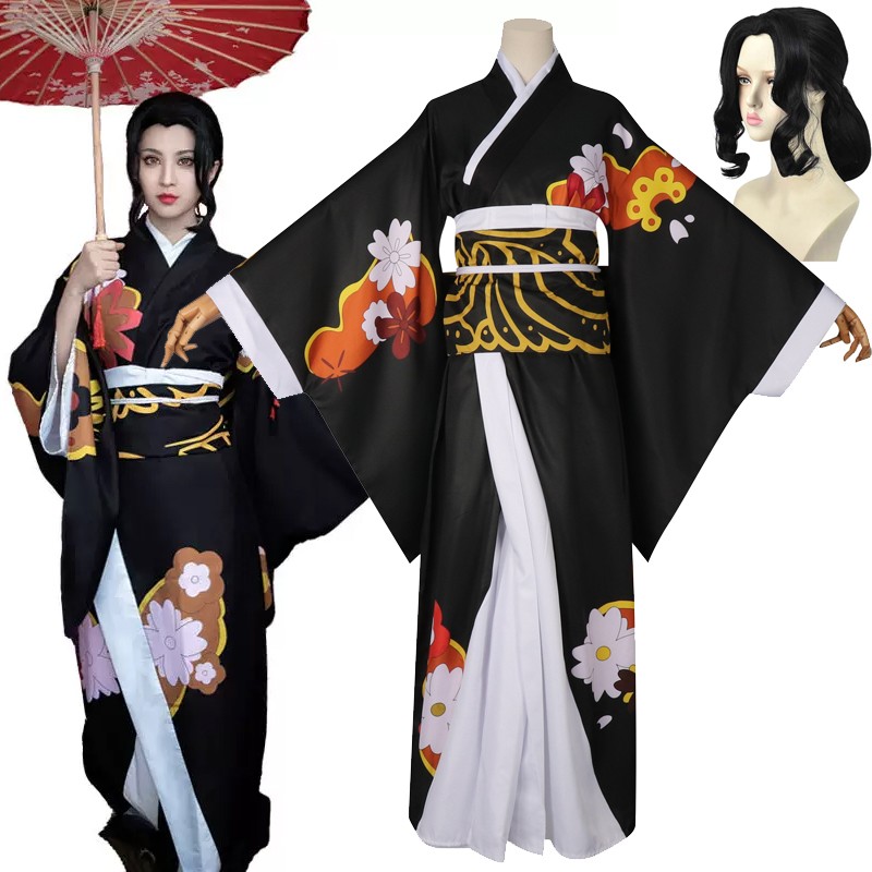 Anime Demon Slayer Muzan Kibutsuji Cosplay Costume Full Set Wig Clothing Outfits