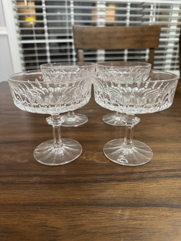 German Nachtmann Crystal Clear Cut Angelique Champagne/ Sherbet Set Of 4 EUC
