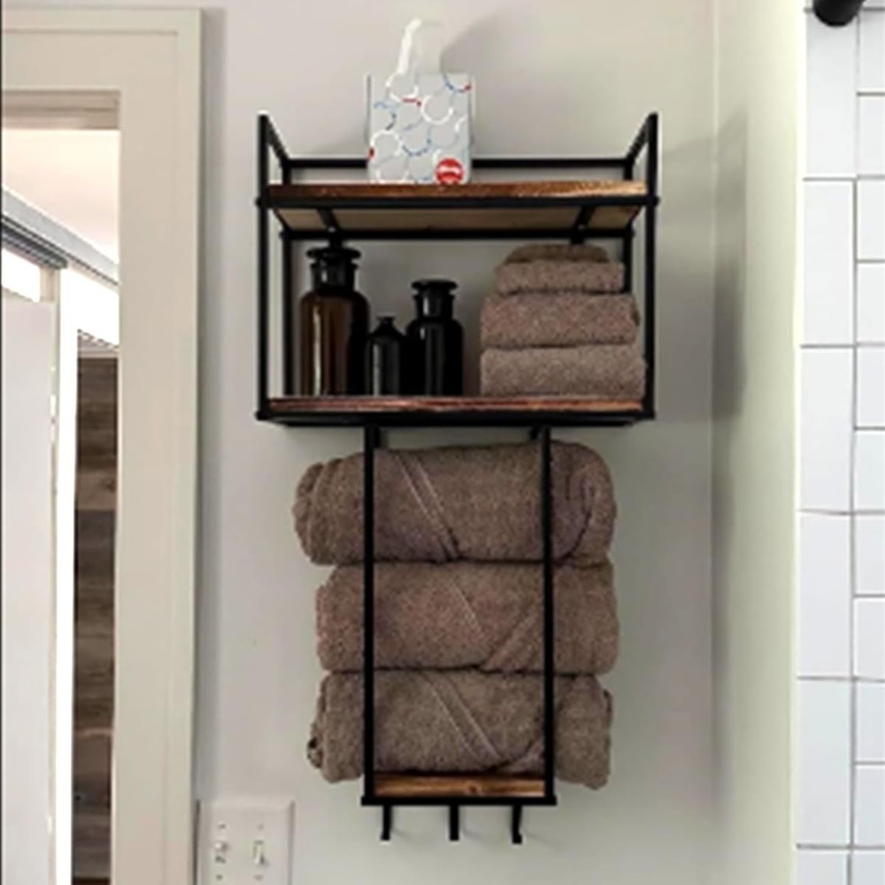 Towel Rack Wall Mounted - Space-Saving Design for Small Bathrooms - Versatile...