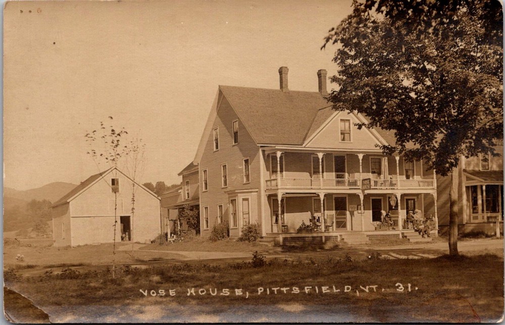 RPPC, View of Vose House, Pittsvield VT Vintage Postcard H44