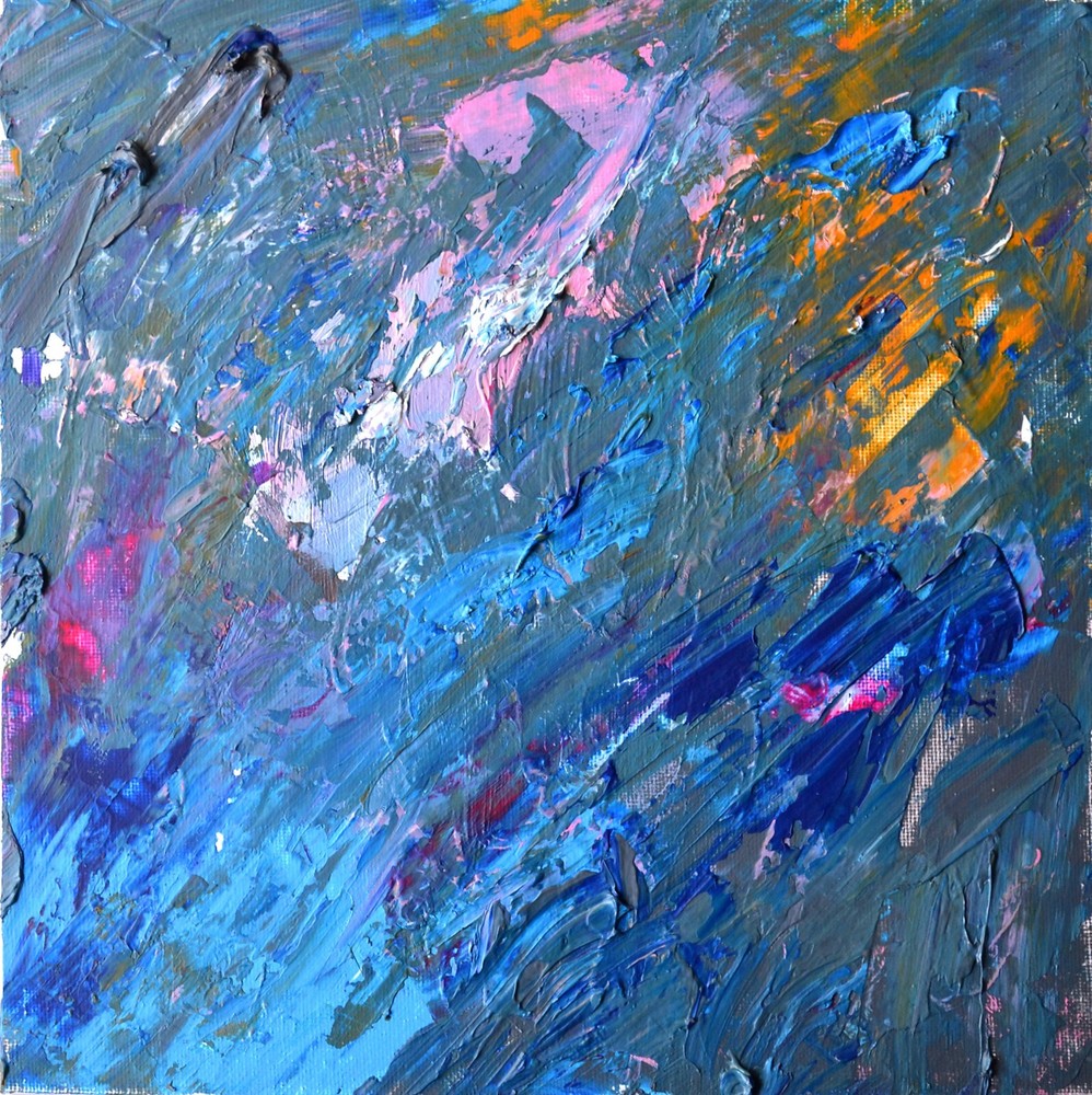 Contemporary Abstract Painting Dynamic Color Contrasts Rich Textural Brush