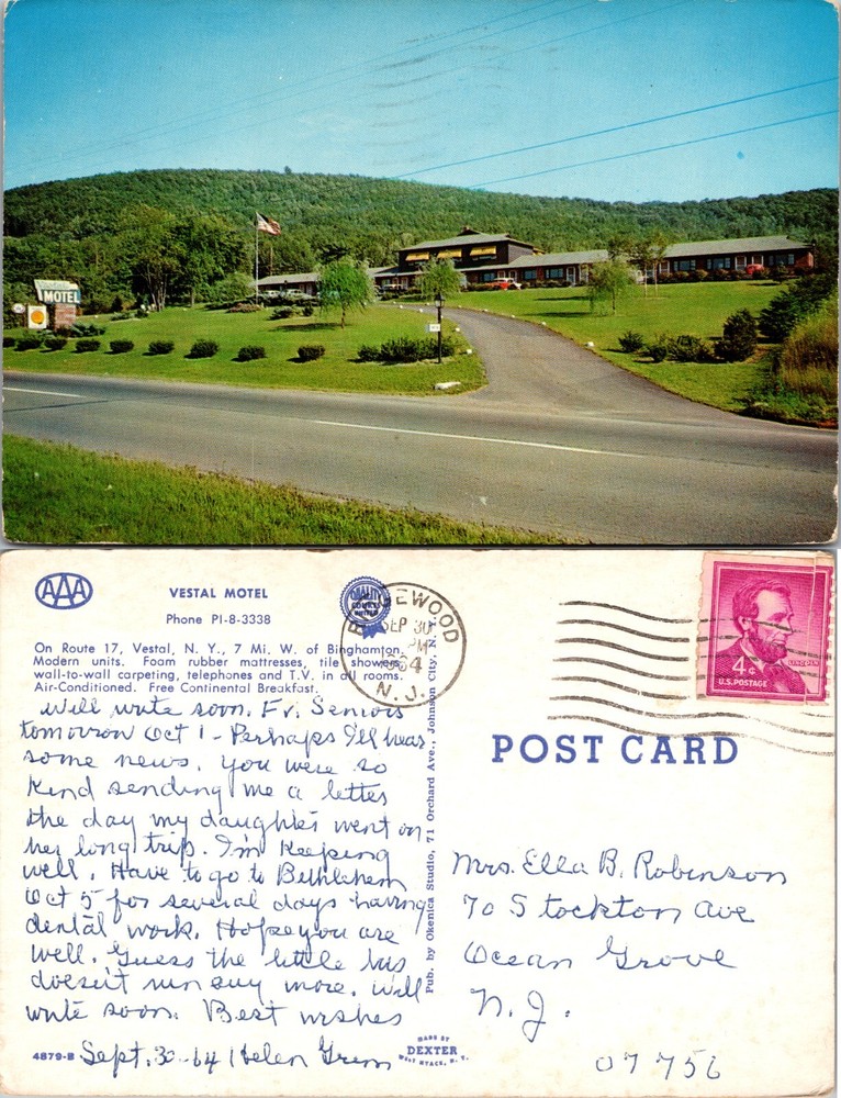 Vestal Motel and Lawn View Vestal New York NY Postcard