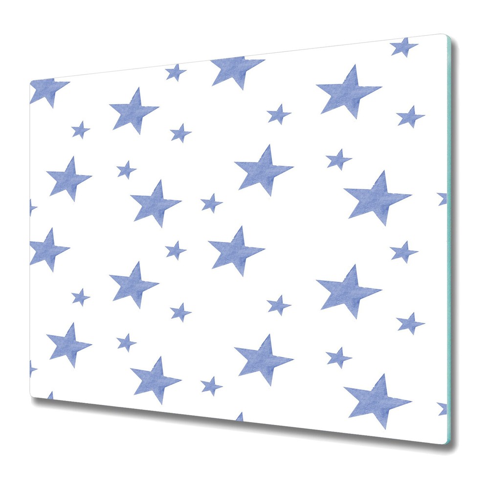 Glass Chopping Board Worktop Saver Blue stars Watercolour 60x52