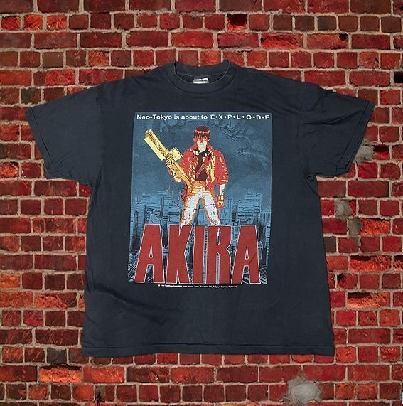 Vintage Akira Anime Graphic T Shirt  Rare black XL size Japan FS