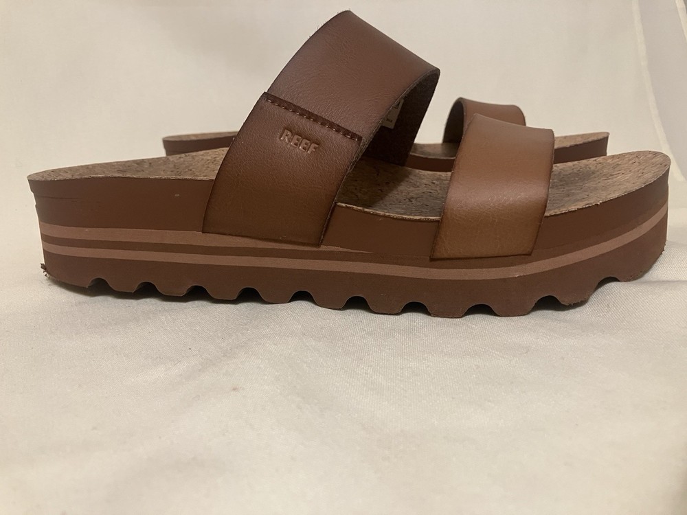 Reef Cushion Vista Hi Womens Expresso Duo Platform Slide Sandals Size 8.5