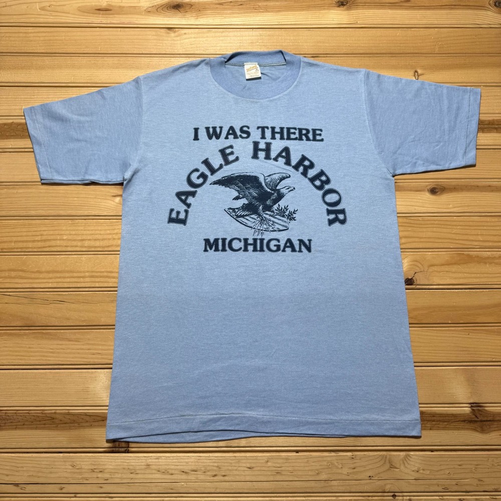 Vintage 70s 80s Eagle Harbor Michigan Souvenir T-Shirt USA Made - Size Medium