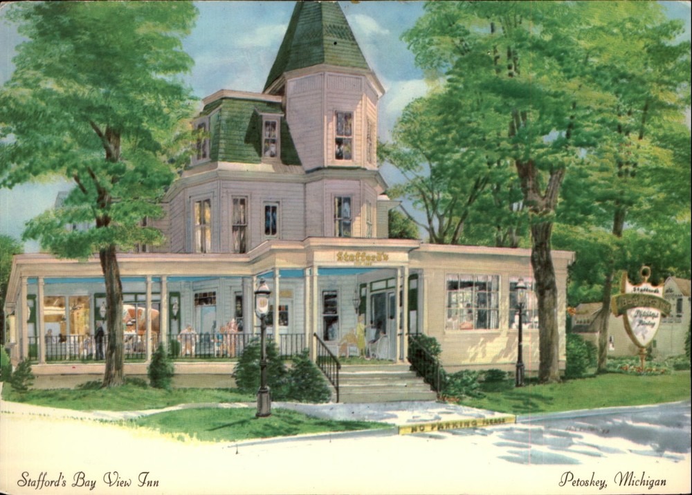 Stafford's Bay View Inn Petoskey Michigan vintage postcard e495