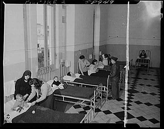 Photo:Hospital Ward with Nurses and Children 1900s Black and White Photo