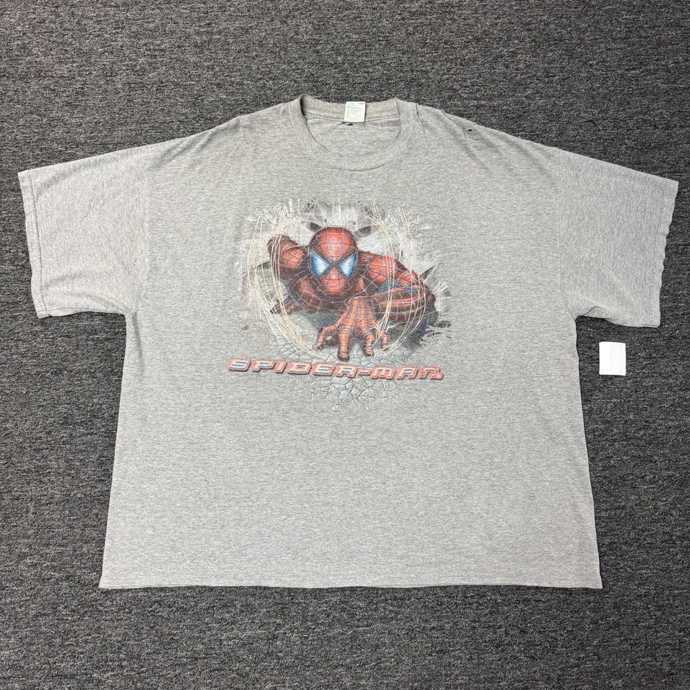 Vintage Y2K Spiderman Tobey McGuire Comic Superhero Promo T-Shirt 3XL Gray