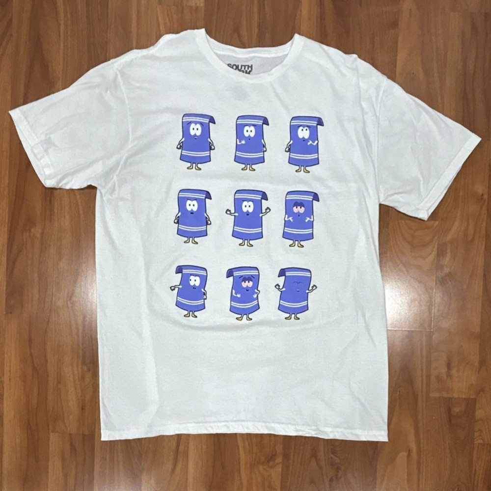 South Park Men's White Cotton Jersey Short Sleeve Towelie Graphic T-Shirt 2XL