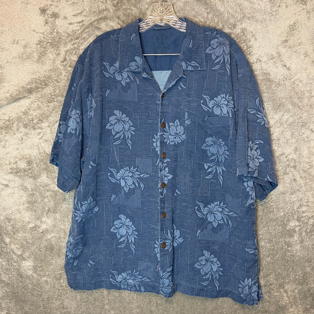 Montego Palms Men Classic Washable Silk Hawaiian Tropical Floral Button Shirt XL