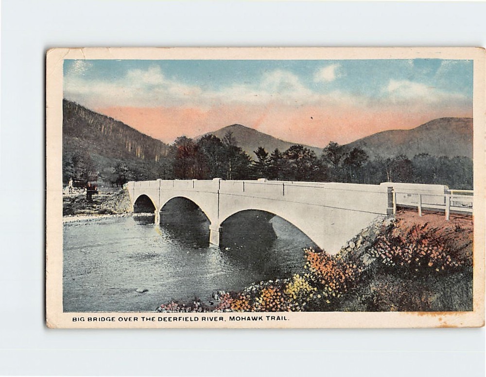 Postcard Big Bridge Over the Deerfield River Mohawk Trail Massachusetts USA