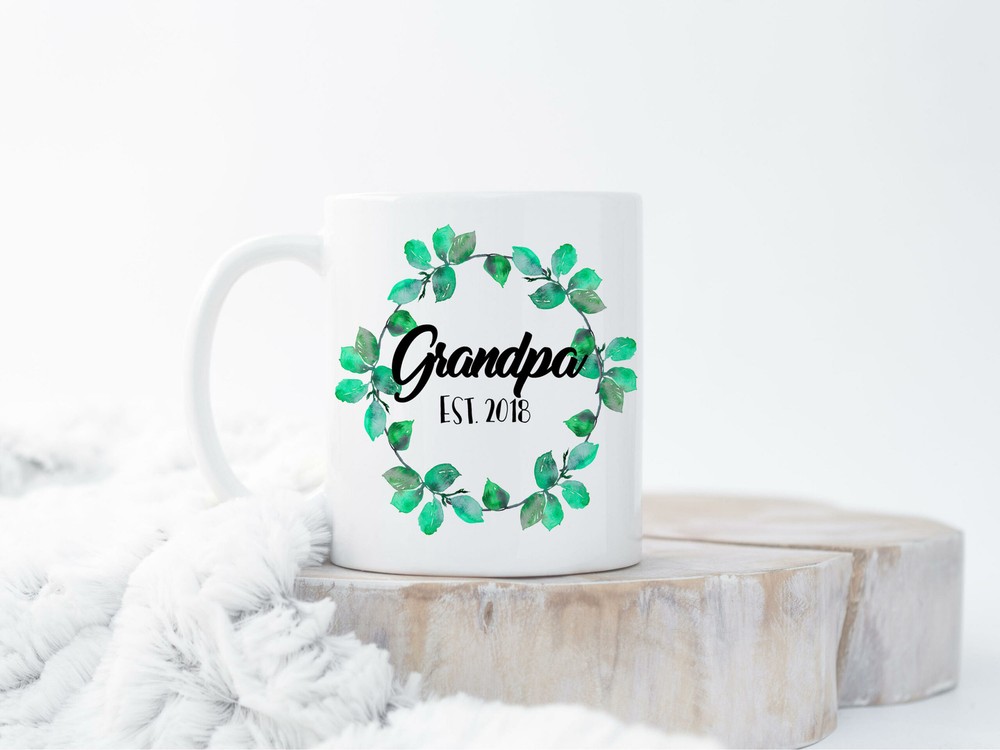 Custom New Grandpa Mug Grandfather Gift Christmas Gifts For Grandpa Est 2018