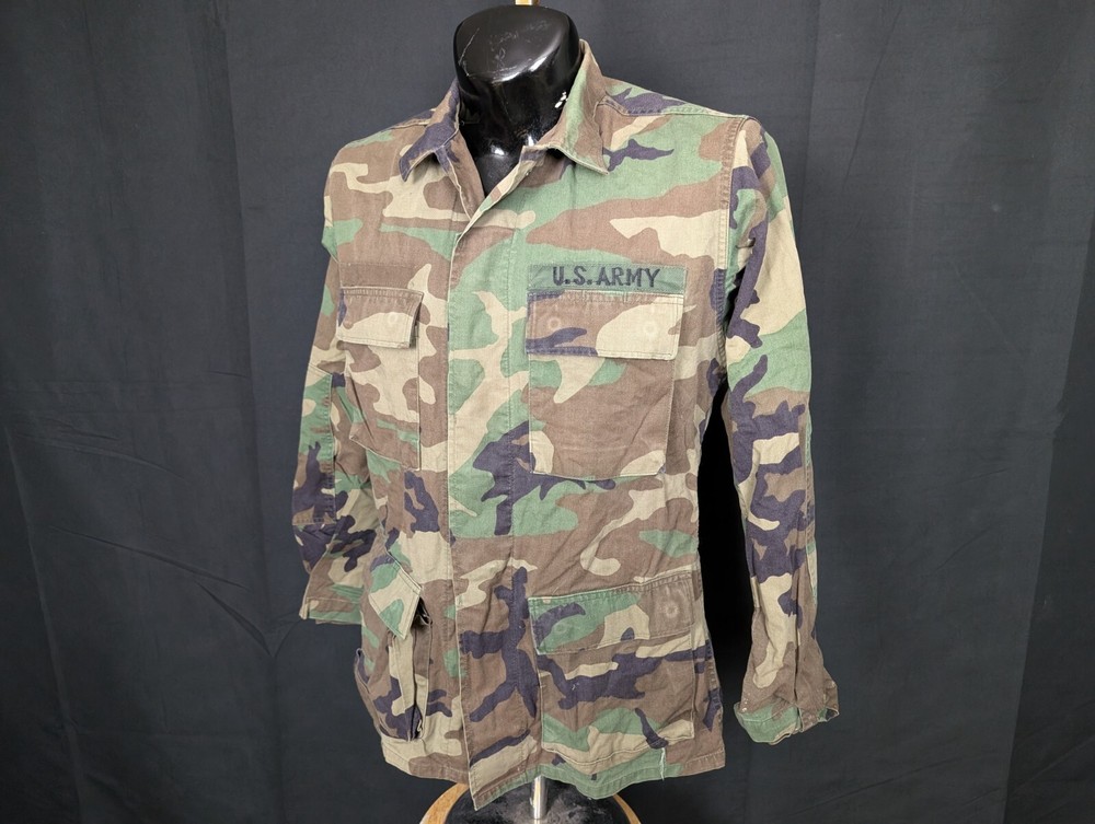 M81 Woodland BDU Jacket SMALL LONG Theater Patch Military Shirt Army Vintage