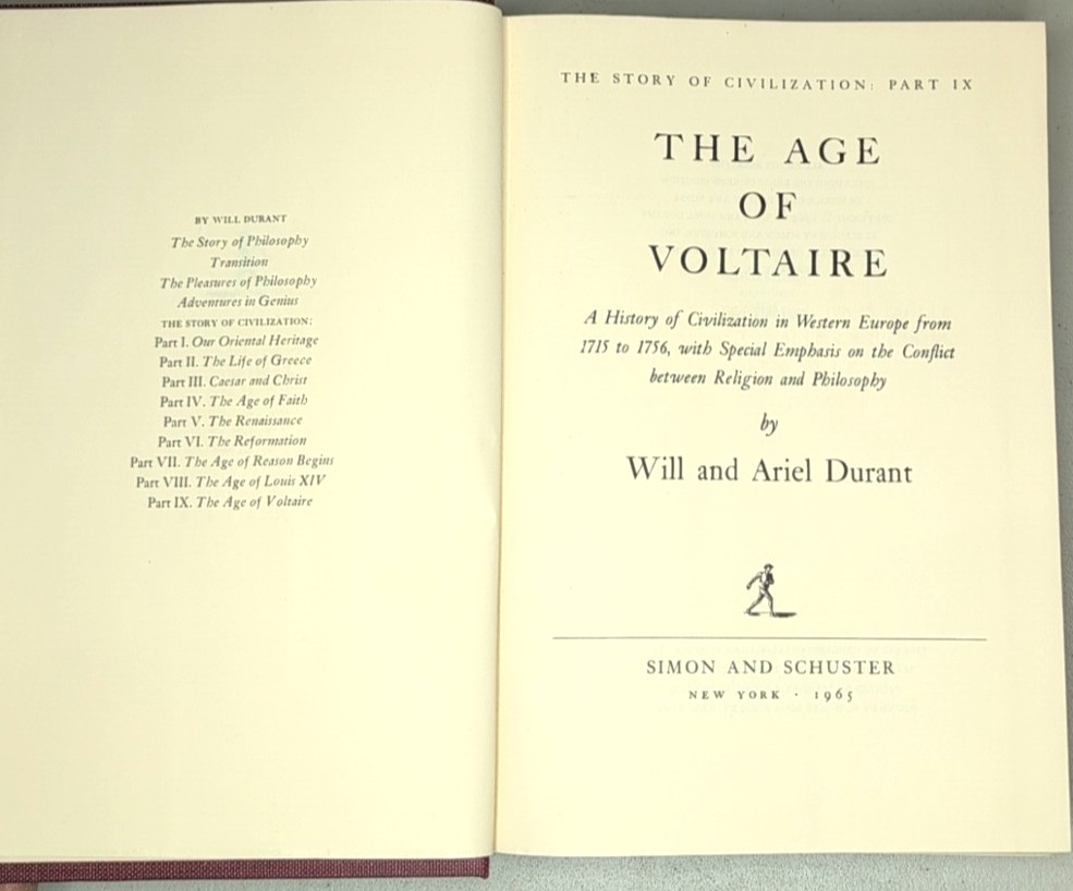 The Age of Voltaire HC Story of Civilization Vol IX Will Durant Simon Schuster
