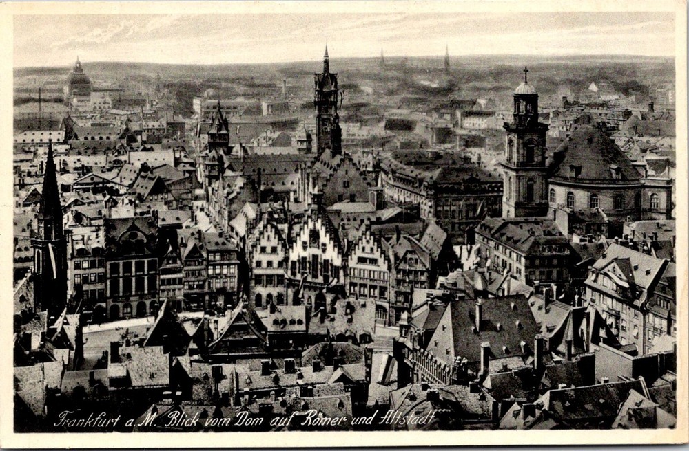 Dr Jim Stamps Frankfurt a.M. Vintage Postcard View from Dom to Römer & Altstadt