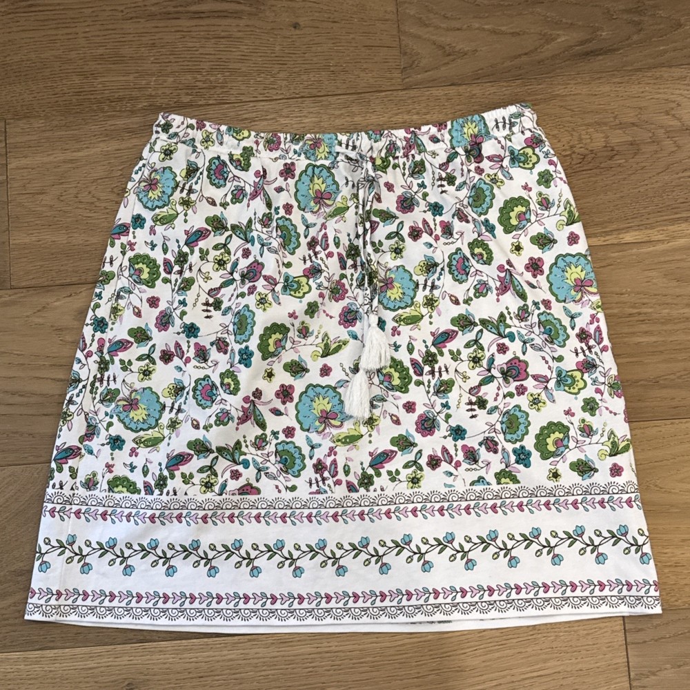 J. Jill Floral Skirt XS Petite Boho Tassel Drawstring Elastic Waist Cotton Modal