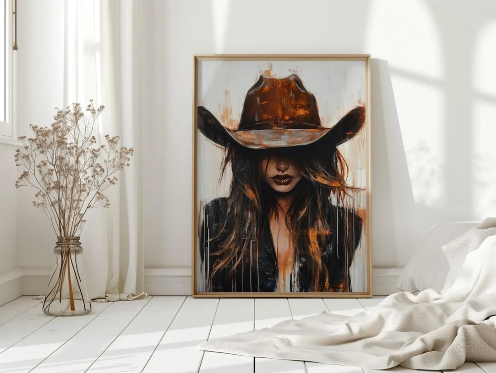 Cowgirl Wall Art Western Woman Portrait BØhØ