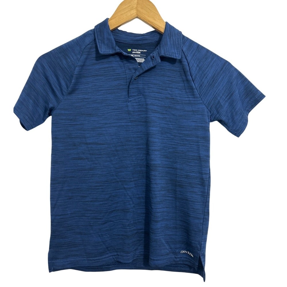 TEKGEAR Boys DryTek Polo Short Sleeve Golf Shirt S 8 Blue Pullover
