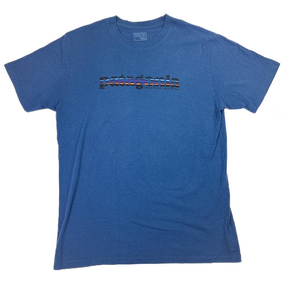 Patagonia Shirt Mens Large Blue 73 Logo Great Pacific Iron Works 38862