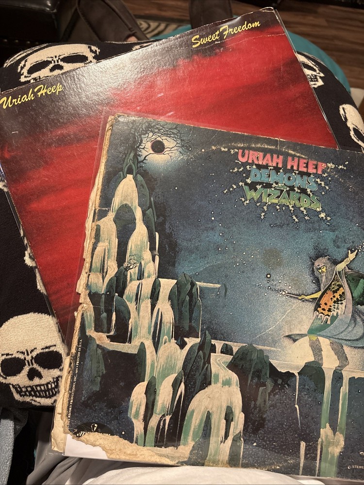 Uriah Heep Demons and Wizards and Sweet Freedom Vinyl LPs Lot of 2