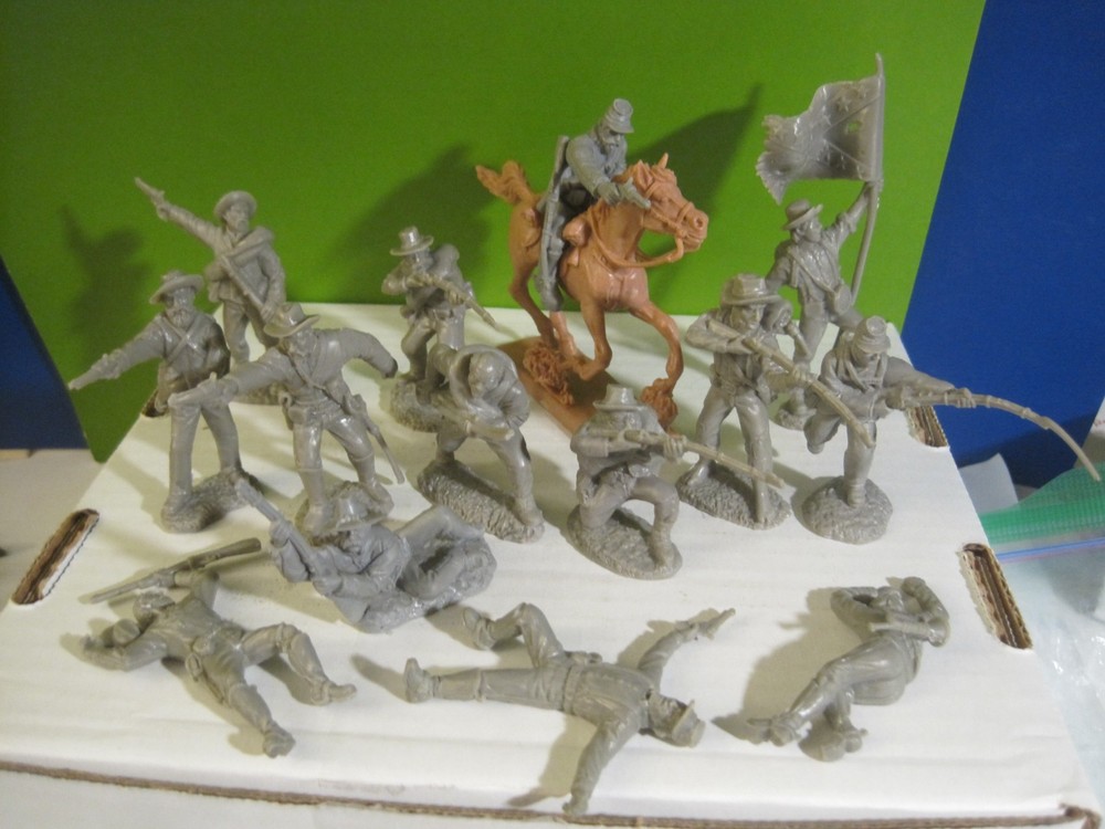 TSSD CIVIL WAR PLAYSET PLAYSET CONFEDERATES HORSE 60mm MARX PLASTIC TOY SOLDIERS