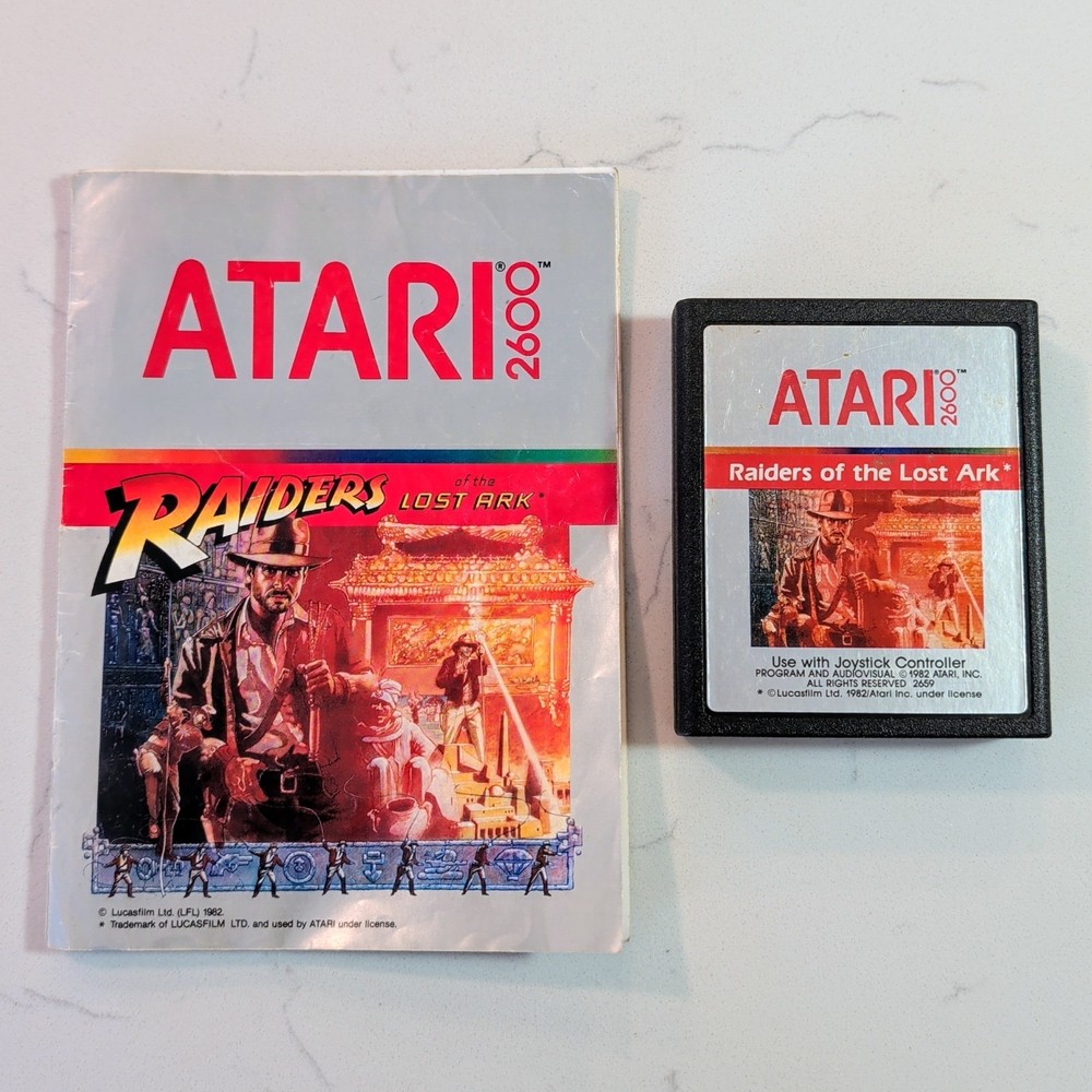 Raiders of the Lost Ark (Atari 2600, 1982) W/ Manual - Cleaned, Tested & Working