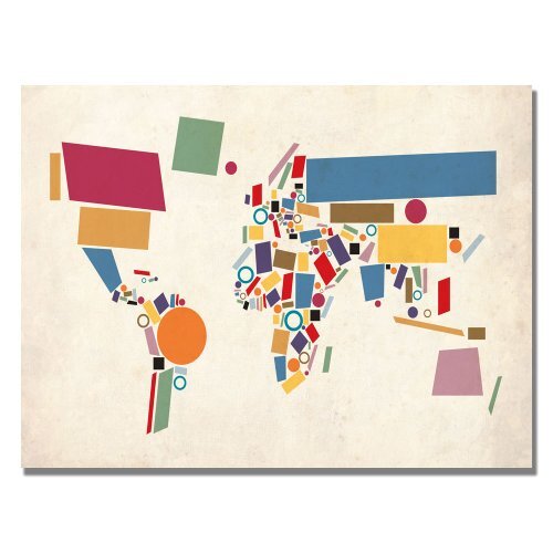 Trademark Art Michael Tompsett Abstract Shapes World Map Canvas Art