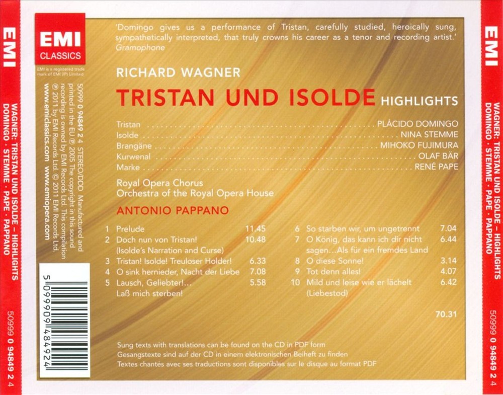 Antonio Pappano Wagner: Tristan Und Isolde (Highlights) New Enhanced Cd