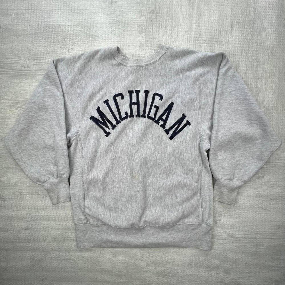Vintage 80s MIchigan Wolverines Sweatshirt Size: XL Grey Blue NCAA College