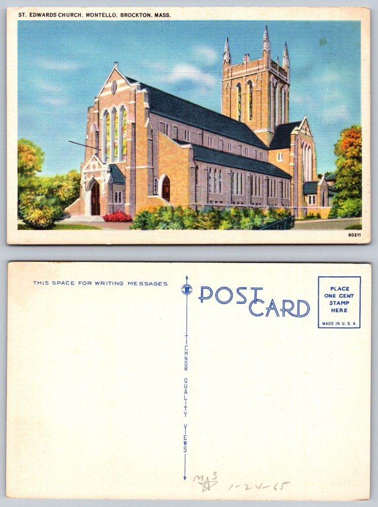 St Edwards Church Montello Brockton MA Postcard
