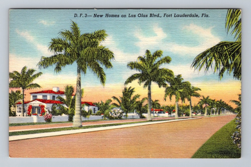 Fort Lauderdale FL-Florida New Homes On Las Olas Boulevard Vintage Postcard