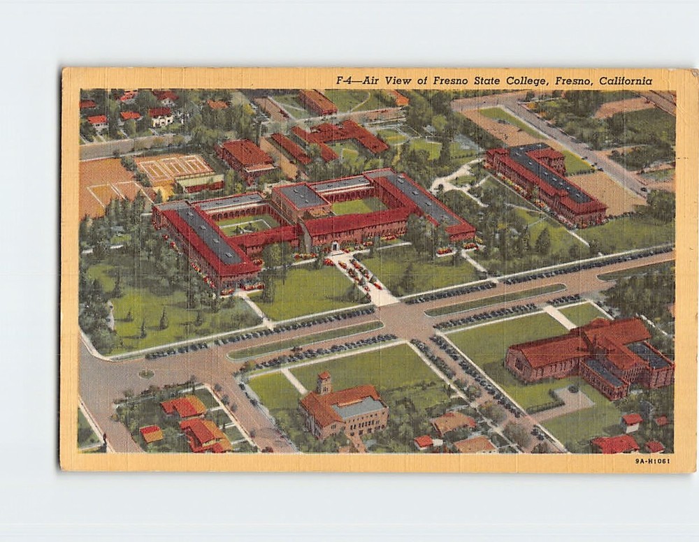 Postcard Aerial View of Fresno State College Fresno California USA