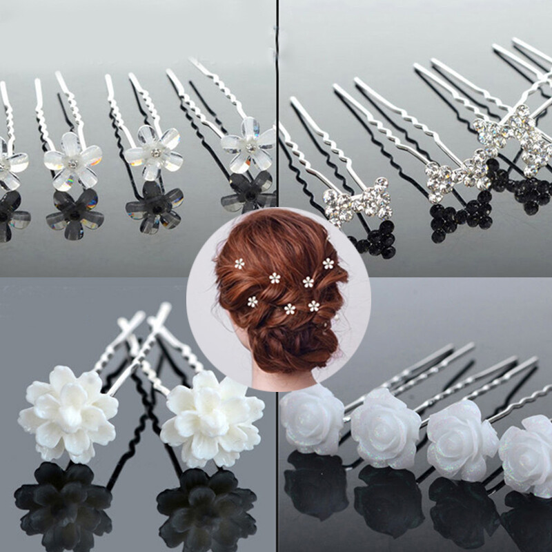 Hair Accessories 20pcs Flower Hairpin Barrettes U Shaped Hair Clip Wedding