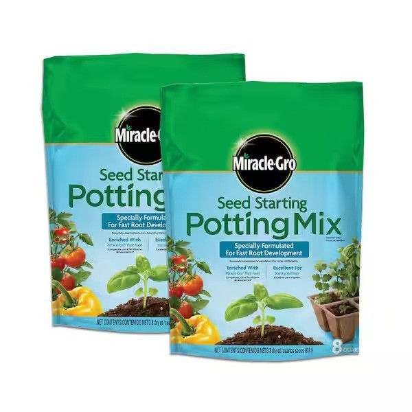 2-Pack Miracle-Gro Seed Starting Potting Soil Mix-16 Qt for Optimal Plant Growth